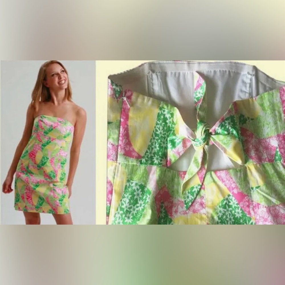 Lilly Pulitzer Wing Ding Tie Back Strapless Franco Dress Size 8